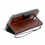 Wholesale Samsung Galaxy S5 SM-G900 Slim Flip Leather Wallet TPU Case with Strap and Stand (Brown)